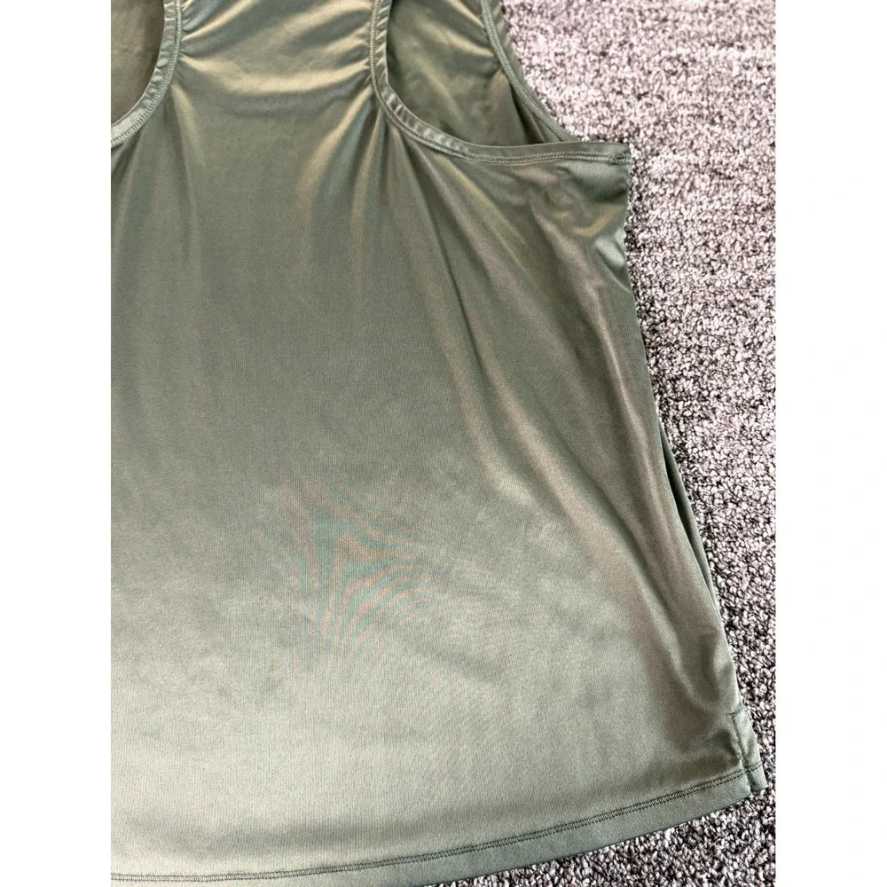 Nike Running Dri-Fit Tank Top Womens Medium Olive Green Swoosh Logo Racerback